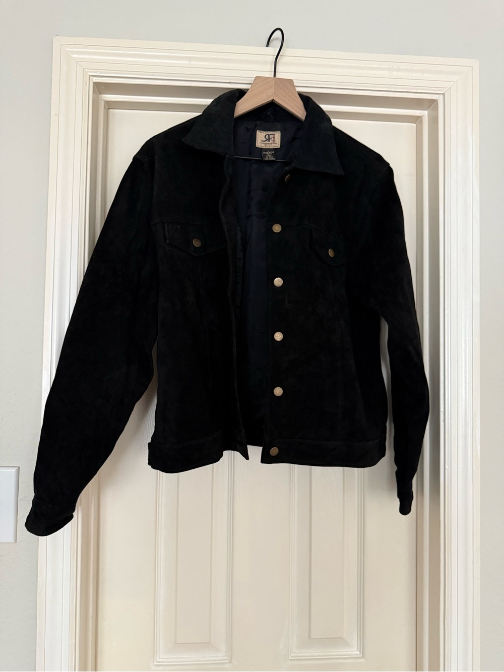 Women’s Black Suede Jacket - Classic Button-Up Coat